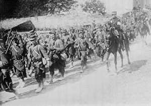 French Troops on March Print, WWI
