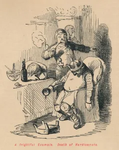 English Royalty History Prints: A frightful Example. Death of Hardicanute, c1860, (c1860). Artist: John Leech
