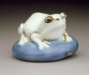 Mid-19th Century Print of a Frog on a Toadstool
