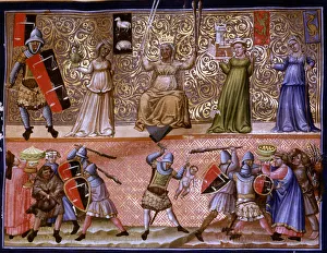 Frontispiece with representation of different scenes, Miniature in Codex Justinian