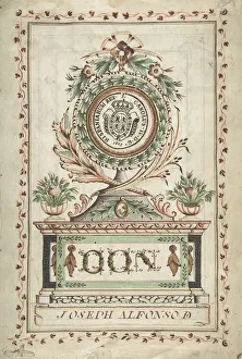 Frontispiece with Vegetal Medallion and Latin Dedication surrounding a Coat of Frontispiece with Vegetal Medallion and Latin Dedication surrounding a Coat of