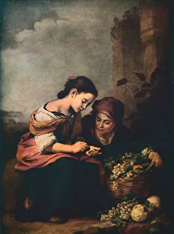Money Prints: Bartolomé Murillo Print, Fruit Sellers Counting Money 1618