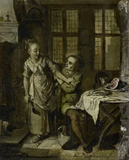 Netherlands Europe Heritage Images Prints: Gallant Scene in a Kitchen Interior, 1780-1798. Creator: Willem Joseph Laquy