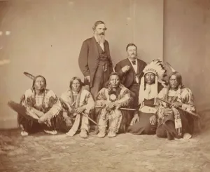 Mathew Brady Images Prints: General J. E. Smith and Indians, 1870s. Creator: Mathew Brady