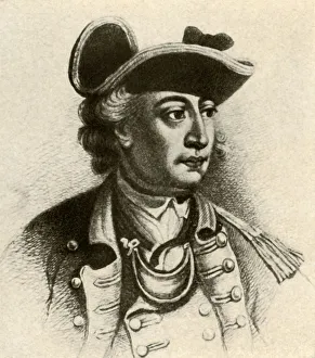 American War Of Independence Prints: General John Sullivan, in cocked hat edged with braid and a gorget, c1770, (1937)