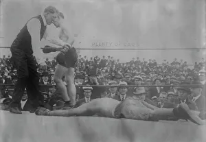 Black And White Boxing Images Prints: Geo. Chip k.o.'s Billy Murray, between c1910 and c1915. Creator: Bain News Service