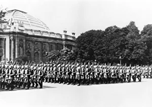 World War II Black And White Photos Prints: German troops parading before the German commandant of Paris, 8 July 1941