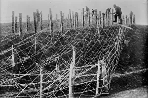 Germans Fixing Barbed Wire Tangle, WWI Print (c1914-1915)