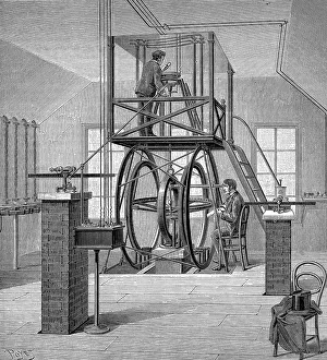 Black And White Science Images Prints: Giant galvanometer in the physics laboratory, Cornell University, New York, USA, 1886