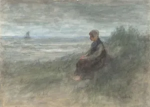 Girl in the Dunes, mid-19th-early 20th century. Creator: Jozef Israels Girl in the Dunes, mid-19th-early 20th century. Creator: Jozef Israels
