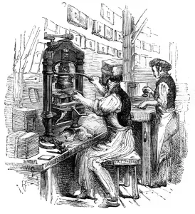 Gold-blocking press print, 1886