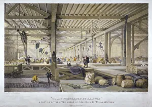 Goods forwarded by railway, 19th century. Artist: Thomas Allom Goods forwarded by railway, 19th century. Artist: Thomas Allom