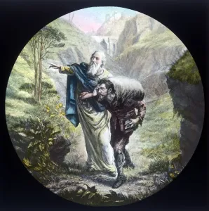 Print of a scene from The Pilgrims Progress, circa 1910