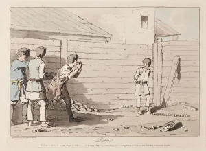 Copper Engraving Fine Art Prints: Gorodki Game
