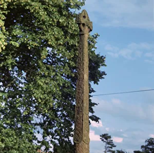Gosforth Viking Cross Print: Evening Scene of Odin and Dragons