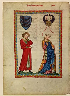Gottfried von Neifen (From the Codex Manesse), Between 1305 and 1340. Artist: Anonymous Gottfried von Neifen (From the Codex Manesse), Between 1305 and 1340. Artist: Anonymous