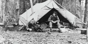 Early 20th Century Engineering Prints: Gov. George Parks in camp, 1915. Creator: Unknown