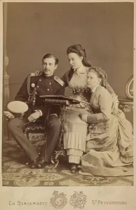 Grand Duchess Alexandra Iosifovna, Grand Duke Nicholas Constantinovich and Grand Duchess Vera Consta Grand Duchess Alexandra Iosifovna, Grand Duke Nicholas Constantinovich and Grand Duchess Vera Consta