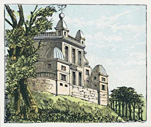 Greenwich Print, c1910: A Colourful View of the Observatory and Hospital