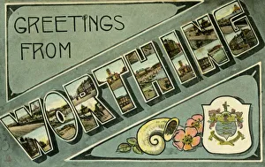 Vintage Print of Worthing Seaside Scenes, c1913
