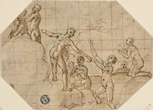 Italian Renaissance Drawings Prints: Group of Blessed Souls: Study for the Last Judgment, 1576/79. Creator: Federico Zuccaro