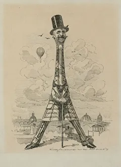 Eiffel Tower Portrait Prints: Gustav Eiffel in the form of the Eiffel Tower