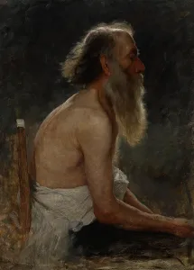 Old Man Portrait Painting Prints: Half-Length Figure Study (Old Man), about 1883-1884. Creator: John Ottis Adams