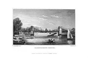 Hammersmith Bridge London Prints: Hammersmith Bridge, Hammersmith, London, 1829. Artist: J Rogers