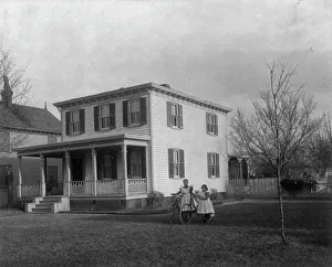 Hampton Institute Print: Graduates House with Two Girls on Bicycles