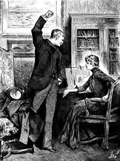 British Literature Illustrations Prints: His hand remained raised - he was speechless