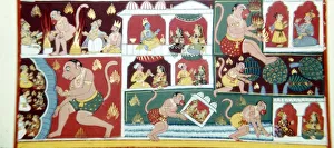 Hanuman, the Monkey-Demon, causing mischief among men, c1730 Hanuman, the Monkey-Demon, causing mischief among men, c1730
