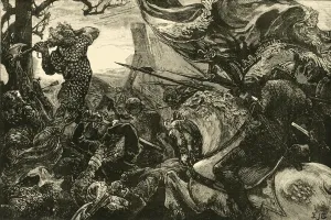 Harold at the Battle of Hastings, (1066), 1890. Creator: Unknown Harold at the Battle of Hastings, (1066), 1890. Creator: Unknown