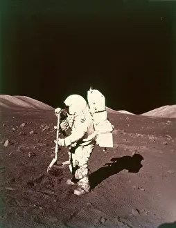 Harrison Schmitt collects lunar rake samples, Apollo 17 mission, December 1972. Creator: NASA Harrison Schmitt collects lunar rake samples, Apollo 17 mission, December 1972. Creator: NASA