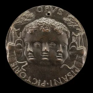 Heritage Art Italy Prints: Head with Three Infantile Faces [reverse], c. 1440 / 1444. Creator: Pisanello