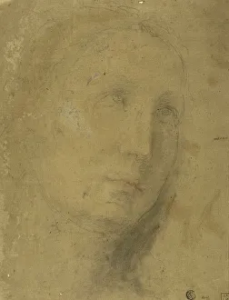 Black Chalk Drawings Italy Prints: Head Looking Upwards, n.d. Creator: Unknown