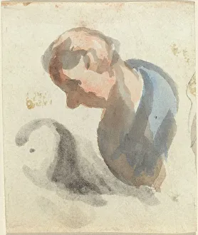 Male Portrait Study Prints: Head of a Man. Creator: Honore Daumier