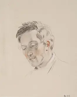 Print of a Man's Head Looking Down, Study for The Shepherd's Grace
