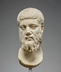 Bearded Male Portrait Prints: Head of Plato (worked for insertion into a statue), mid-3rd century A.D. Creator: Unknown