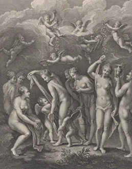 Hera, Aphrodite, and Athena preparing themselves for the contest of beauty before P Hera, Aphrodite, and Athena preparing themselves for the contest of beauty before P