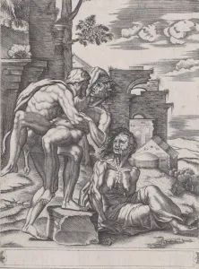 Hercules and Antaeus Print, 1533, Agostino Veneziano