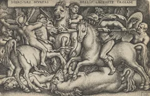 Hercules Fighting Against the Trojans, from The Labors of Hercules, 1545 Hercules Fighting Against the Trojans, from The Labors of Hercules, 1545