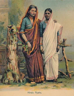 Hand Coloured Postcard Prints: Hindu Ayahs, c1910. Creator: Unknown