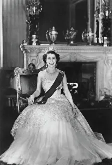 HM Queen Elizabeth II at Buckingham Palace, 12th March 1953. Artist: Sterling Henry Nahum Baron HM Queen Elizabeth II at Buckingham Palace, 12th March 1953. Artist: Sterling Henry Nahum Baron