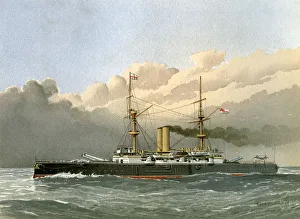 Steamship History Prints: HMS Royal Sovereign, Royal Navy 1st class battleship