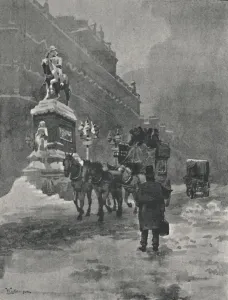 Holborn Circus - A Winters Morning, 1891. Artist: William Luker Holborn Circus - A Winters Morning, 1891. Artist: William Luker