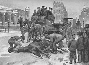 Holborn Viaduct - A Slippery Day, 1891. Artist: William Luker Holborn Viaduct - A Slippery Day, 1891. Artist: William Luker