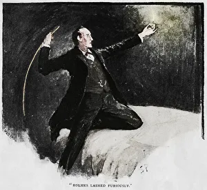 Sherlock Holmes Prints: Holmes Lashed Furiously, 1892 Colourised Print