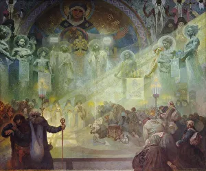 Holy Mount Athos, 1926. Artist: Mucha, Alfons Marie (1860-1939) Holy Mount Athos, 1926. Artist: Mucha, Alfons Marie (1860-1939)