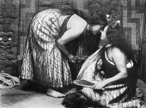Hongi Maori salutations, 1908-1909.Artist: JL Martin Hongi Maori salutations, 1908-1909.Artist: JL Martin