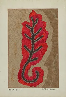 Watercolour Gouache On Paper Art Prints: Hooked Rug (Section of Border), c. 1936. Creator: Ruth M. Barnes